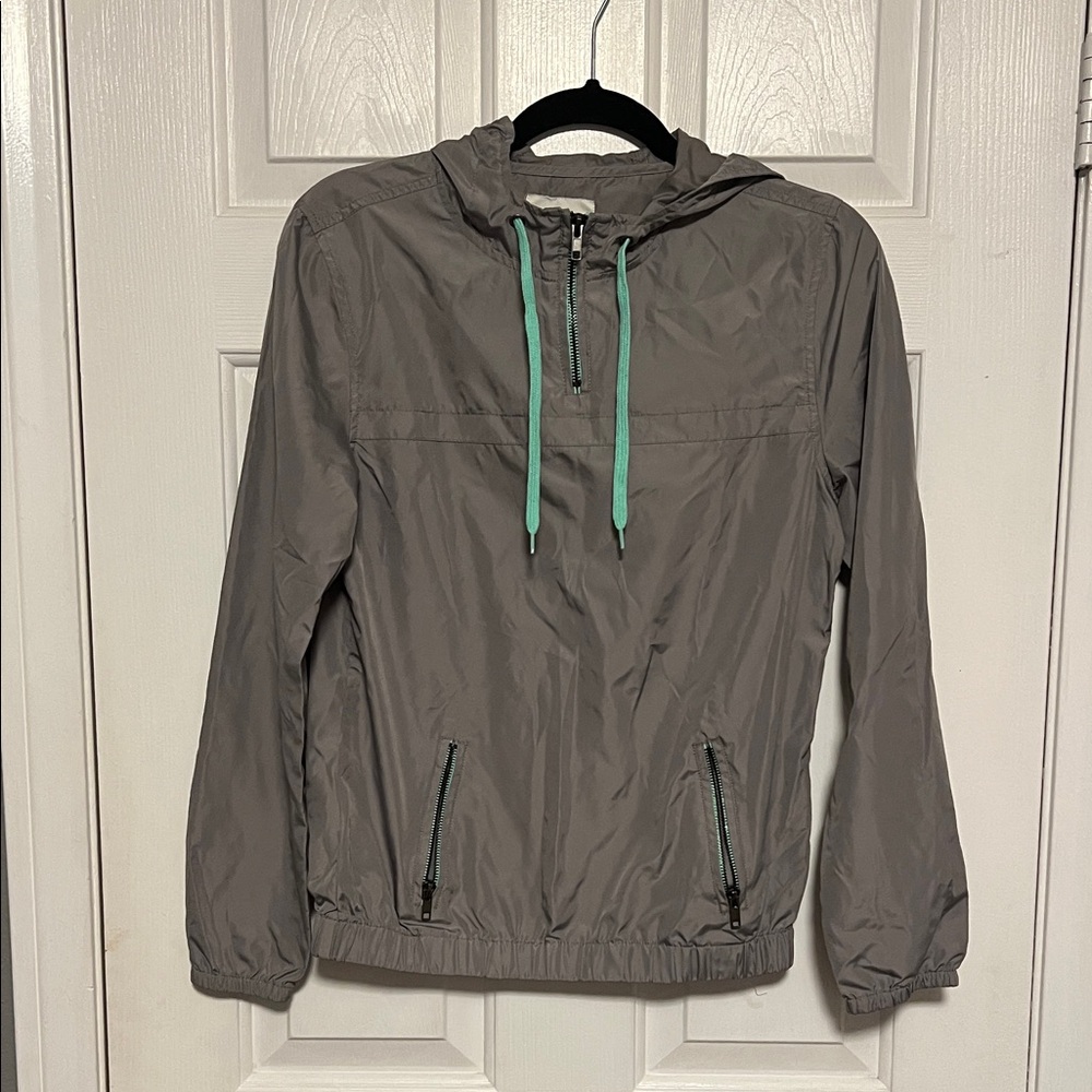 Zine Gray Windbreaker Jacket with Mint Details